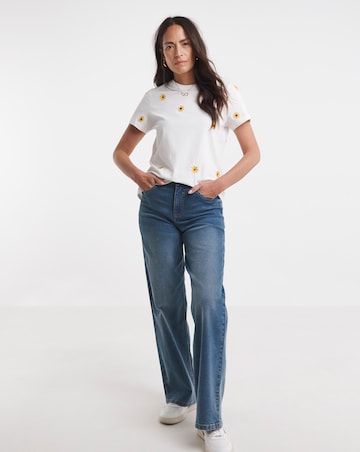 Pure Cotton Floral Embriodered T-Shirt