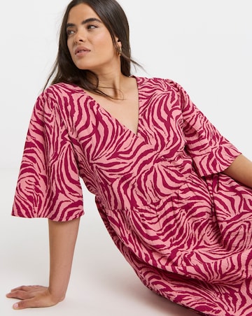 Simply Be Pink Zebra Print Wrap Front Tiered Midi Dress