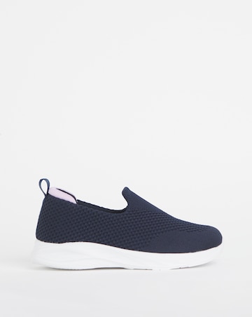 Cushion Walk Navy Arch Support Slip On Trainers -Wide Fit (E)