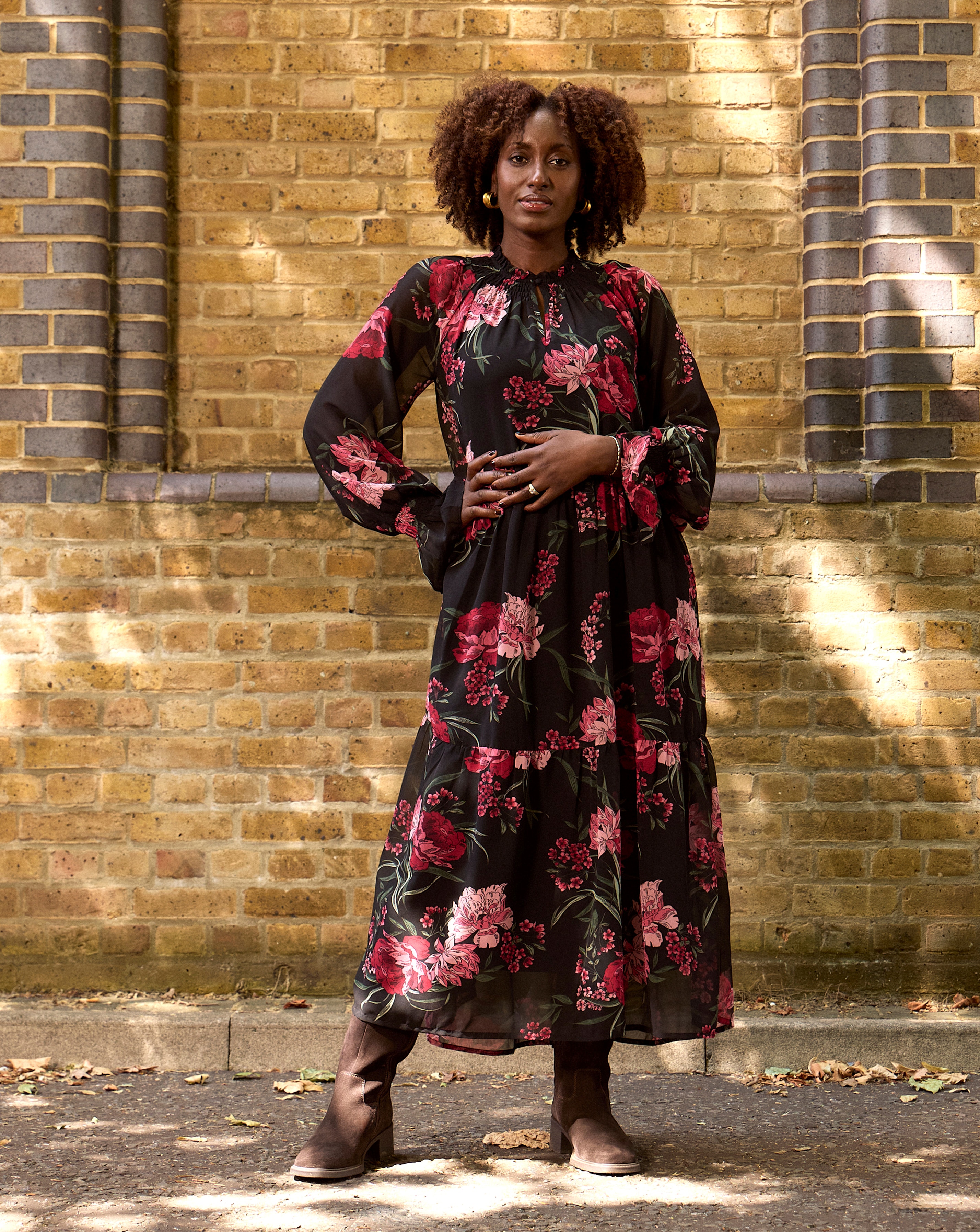 Shirred High Neck Tiered Maxi Dress | JD Williams