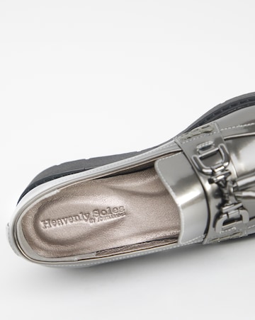 Heavenly Soles Skye Low Wedge Tassle Trim Loafer - Wide Fit (E)