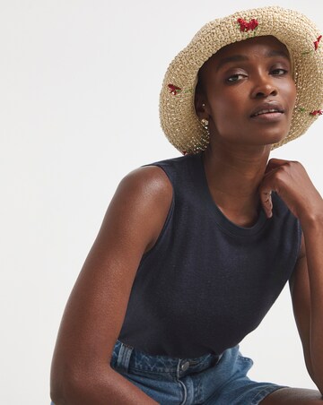 Cherry Embroidered Raffia Hat