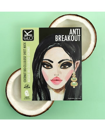 K-GLO Balancing Anti-Breakout Coconut Bio-Cellulose 4 Pack of Face Masks