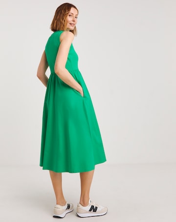 Poplin Rib Sleeveless Smock Dress