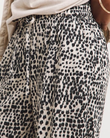 Neutral Mono Printed Linen Mix Wide Leg Culottes
