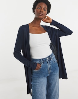 Navy Edge to Edge Jersey Cardigan