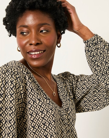 FatFace Margot Ikat Geo Print Top