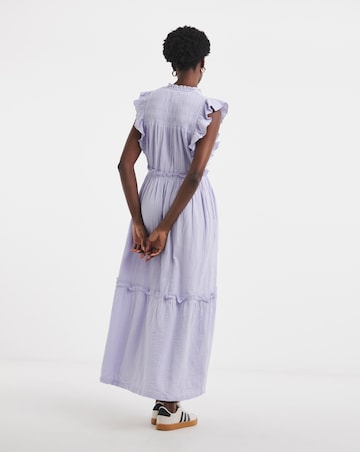 Cheesecloth Smock Dress With Shirred Back