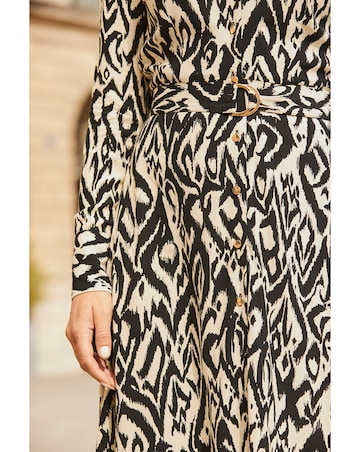 Sosandar Ikat Belted Midi Shirt Dress