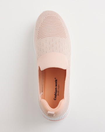 Cushion Walk Glitter Pink Slip On Trainers- Wide Fit (E)