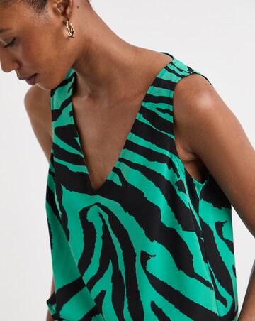 Printed V Neck Woven Vest