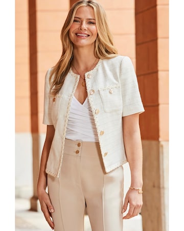 Sosandar Short Sleeve Boucle Jacket