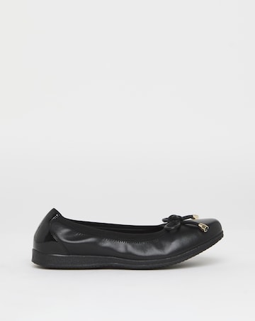 Heavenly Soles Zuri Elasticated Topline Ballerinas With Bow - Wide Fit (E)