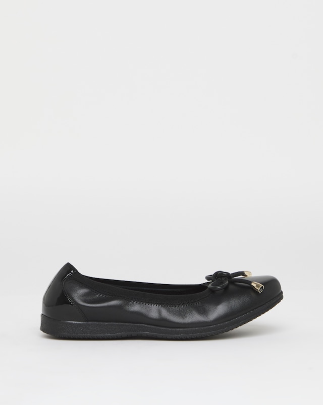 Heavenly Soles Zuri Elasticated Topline Ballerinas With Bow - Wide Fit (E)