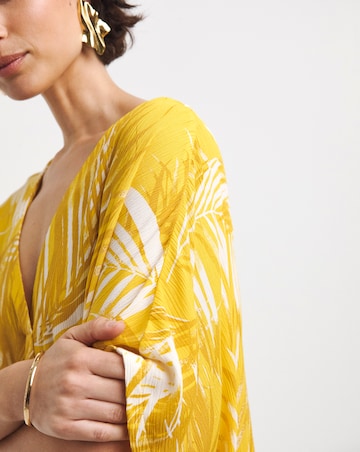 Textured Crinkle Kaftan Overhead Midi Dress