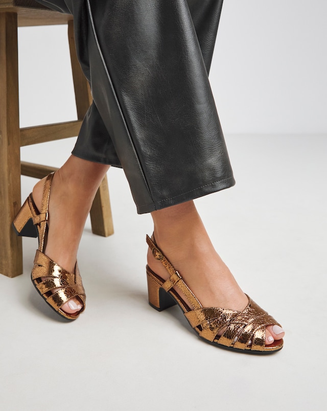 Solana Peep Toe Shoes With Slingback - Wide Fit (E)