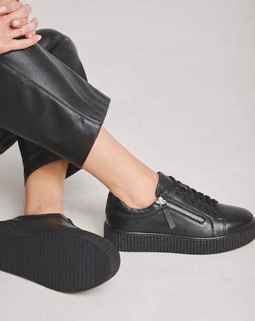 Quincy Side Zip Leather Trainer - Extra Wide Fit (EEE)