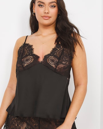 Figleaves Adore Lace & Satin Tie Back Cami & Short Set