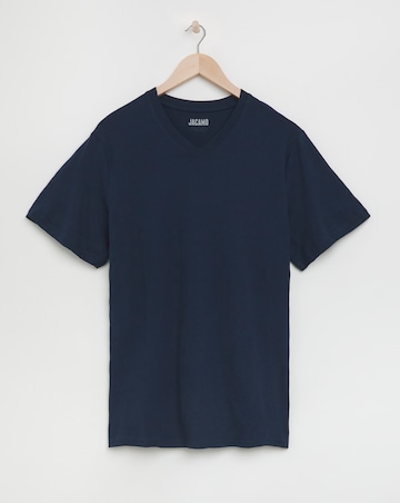 Pure Cotton V-Neck T-Shirt- Navy