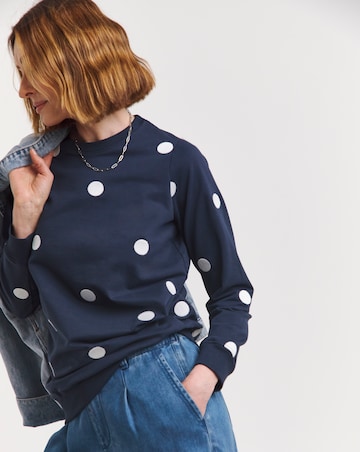 Navy Spot Embroidered Sweatshirt