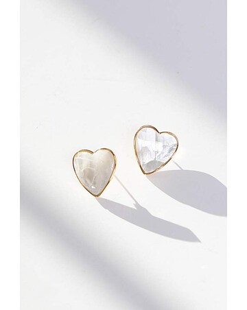 Jon Richard Gold Plated Mother Of Pearl Heart Stud Earrings