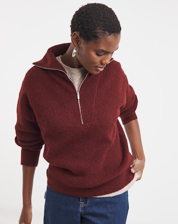 Wine Half Zip Jumper
