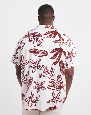 Jack & Jones Luke Textured Pattern Shirt - White/Red