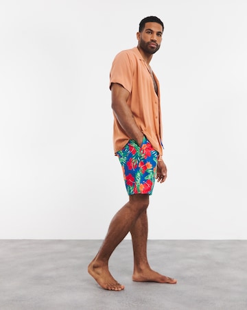 2 Pack Tropical Print Swim Shorts Long