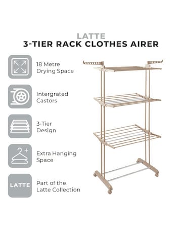 Tower 3 Tier Garment Rack Latte