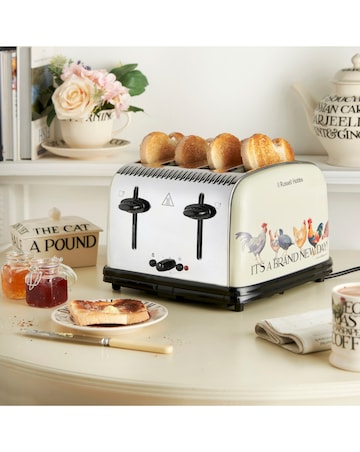 Emma Bridgewater 25780 Rise and Shine Stainless Steel 4 Slice Toaster