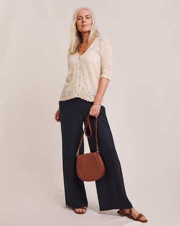 Julipa Pure Cotton Lurex Pointelle Short Sleeve Cardigan