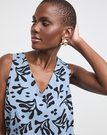 Printed V Neck Woven Vest