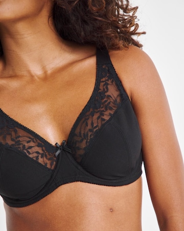 Pretty Secrets (2 Pack) Cotton Lace Full Cup Wired Bras (B-G) White/Black