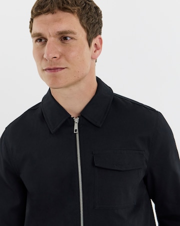 Black Zip Up Smart Harrington Jacket