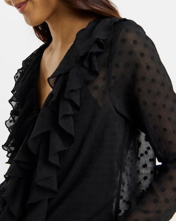 Dobby Ruffle Front Blouse