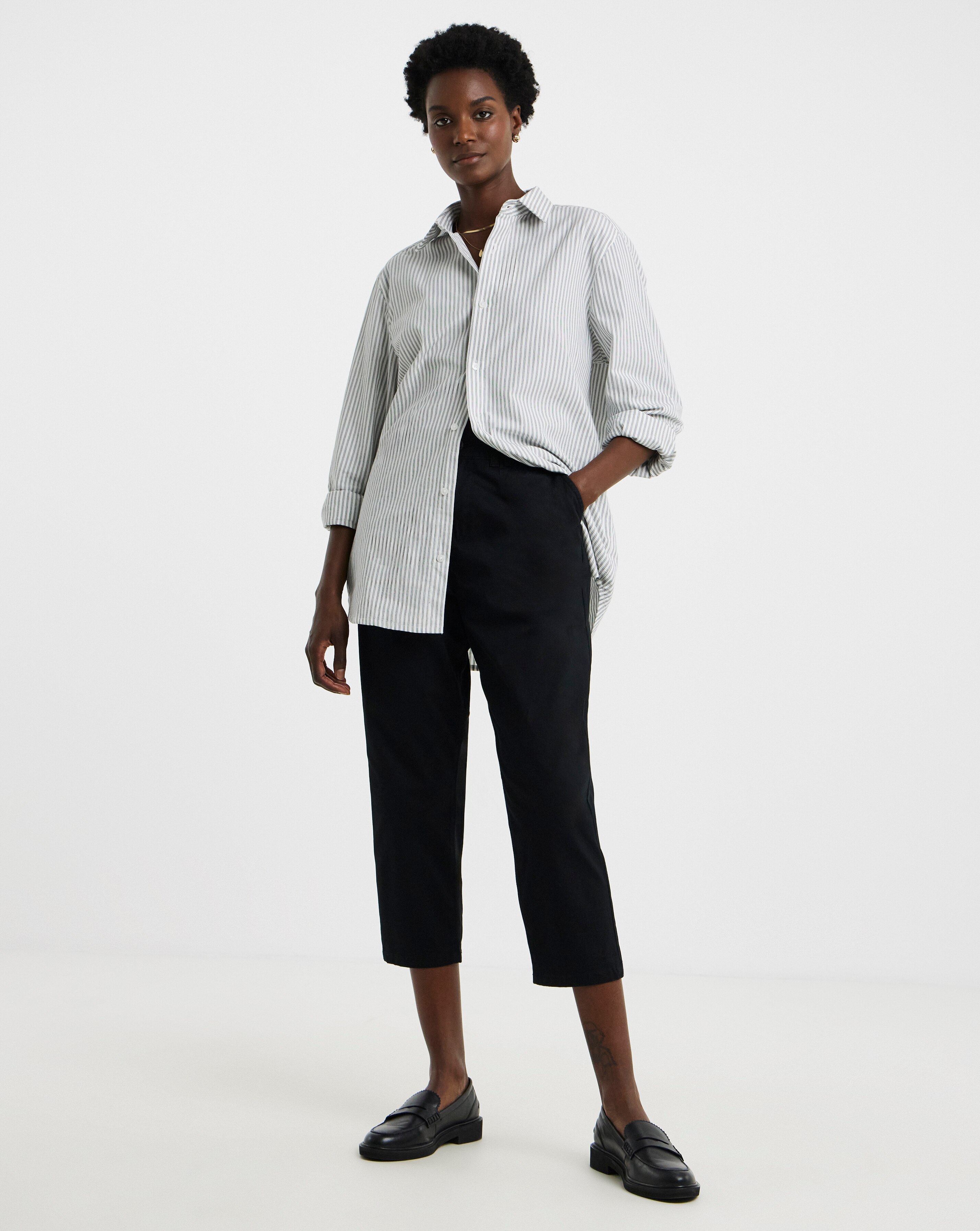 Black Stretch Cropped Chino Trouser