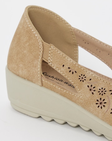 Cushion Walk Beige Cut-Out Peep Toe Sandals - Wide Fit (E)