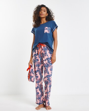 Joe Browns Jersey Pyjamas In a Bag Cheetah Print