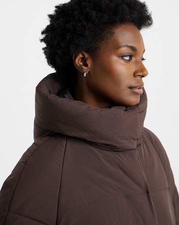 Chocolate Funnel Neck Padded Coat