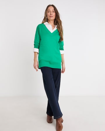 Green V Neck Slouch Tunic