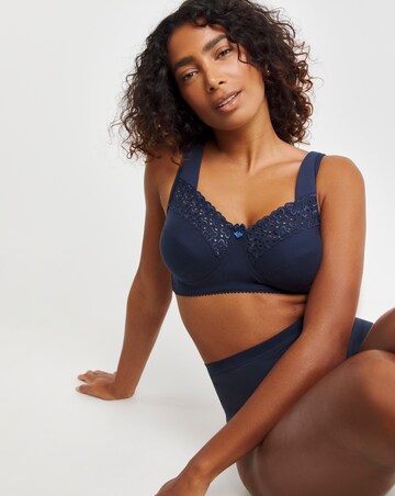 Miss Mary of Sweden Broderie Anglaise Cotton Non Wired Bra Dark Blue