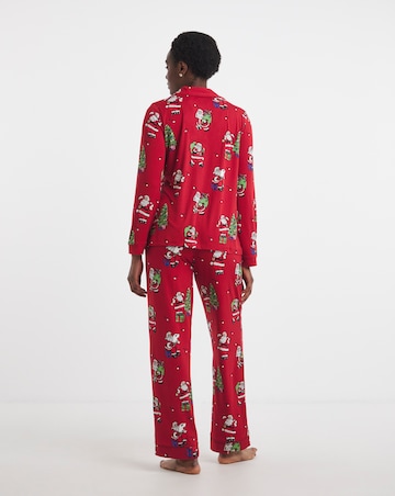 Chelsea Peers Jersey Button Up Christmas Print Pyjama Set