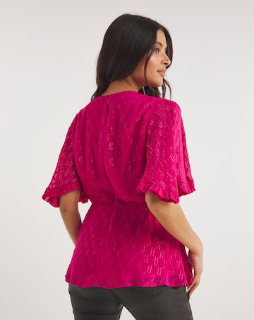 Joanna Hope Metallic Dobby Blouse