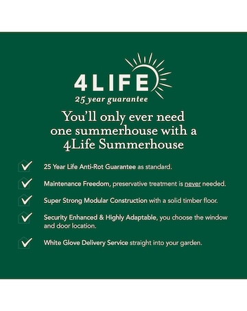 4LIFE Apex Summerhouse 6x4 - Double Door - 5 Window (Home Delivery)