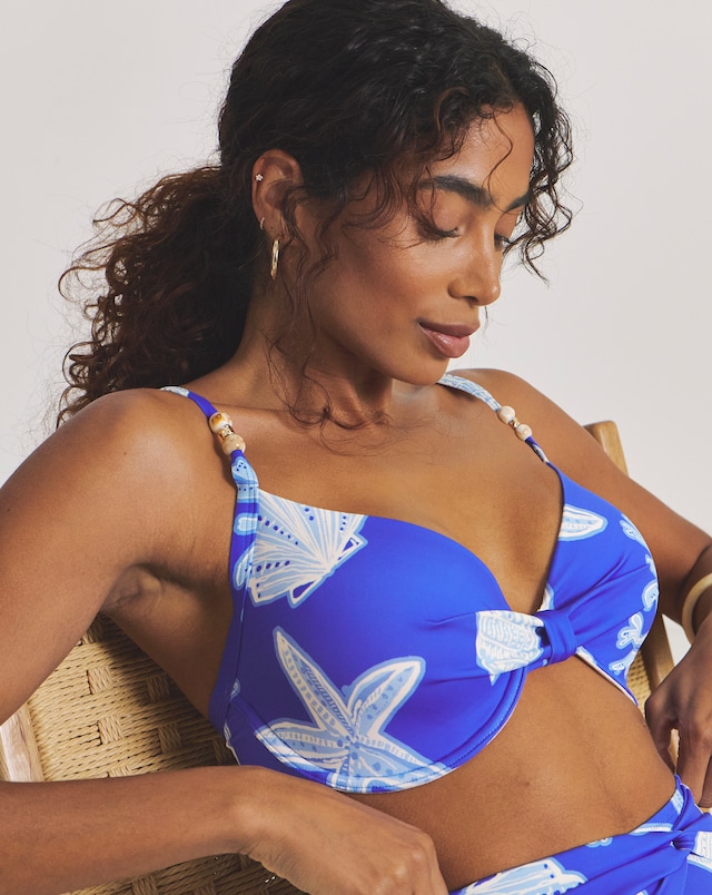 MAGISCULPT Twist Front Underwired Bikini Top Shell Print