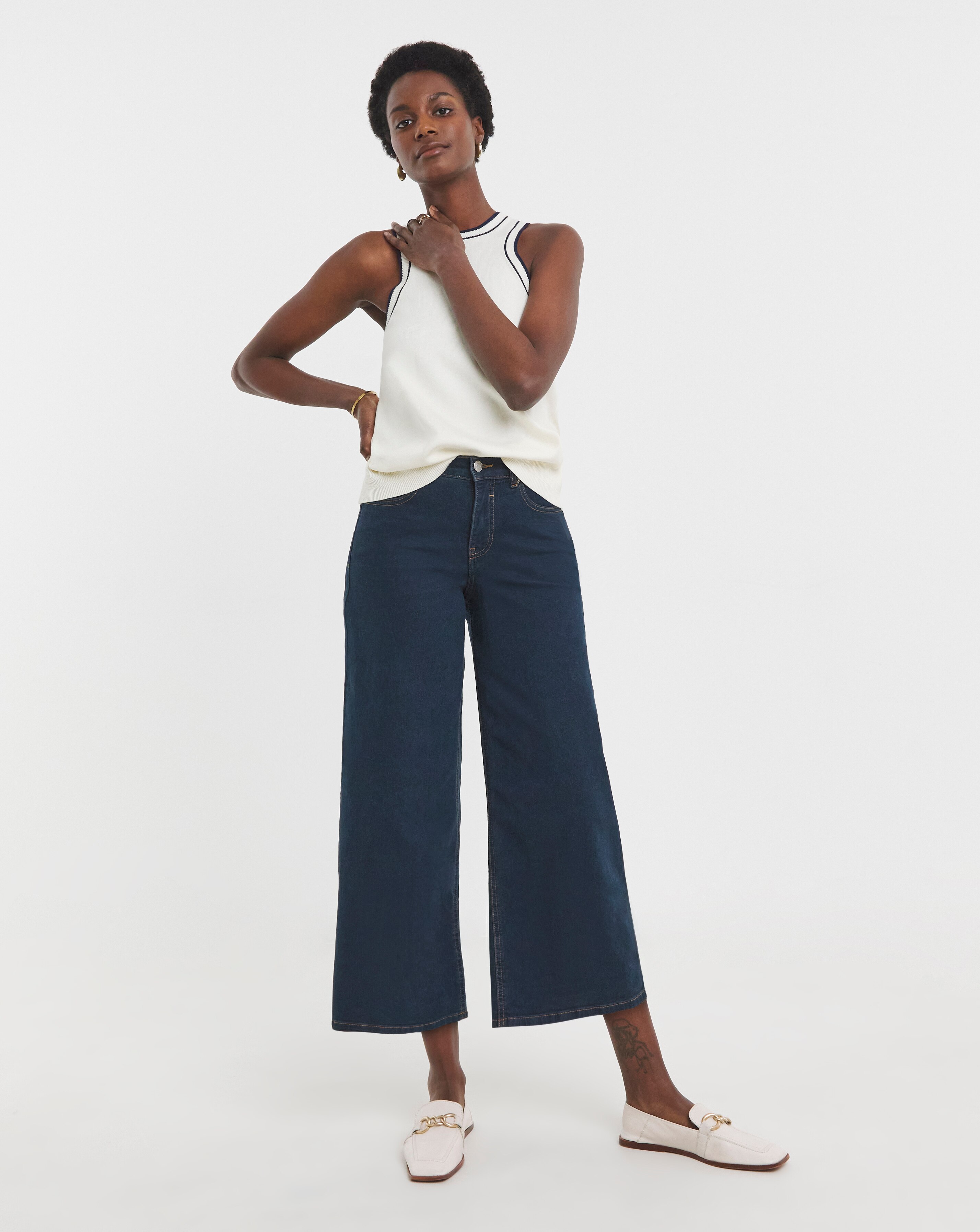 24/7 Indigo Wide Crop Jeans