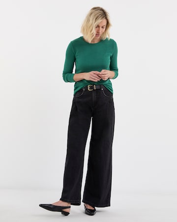 Ribbed Crew Neck Long Sleeve Top