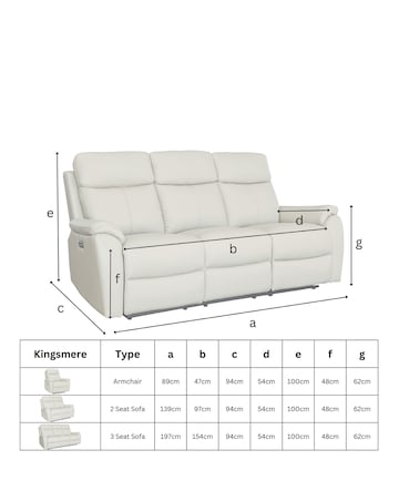 Aspire Kingsmere Leather Power Recliner 3 Seater