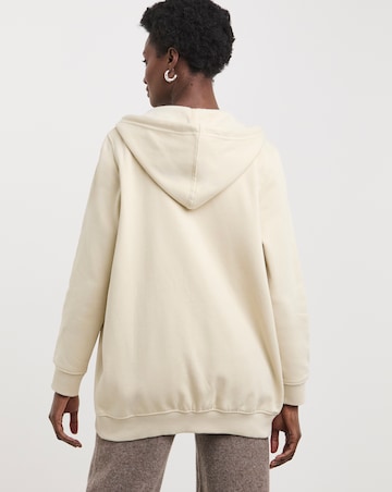Oatmeal Longline Zip Hoodie