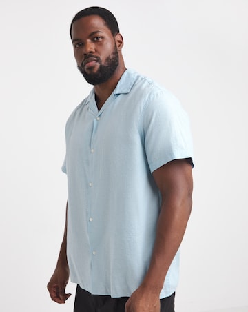 Jack & Jones Breeze Linen Blend Resort Shirt - Blue